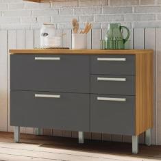 Imagem de Balcão de Cozinha com Tampo 2 Portas 3 Gavetas Burguesa Premium Nesher 100% mdf