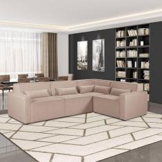 Imagem de Sofá de Canto 4 Lugares 284cm Linho Lutz Yescasa Cru