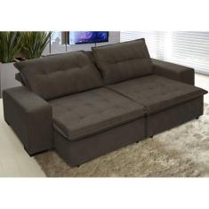 Imagem de Sofá Austrália 2,32 Mts Retrátil e Reclinavel Tecido Suede Pluma Café - Moveis Marfim