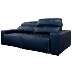 Imagem de Sofá de Couro 2 Lugares Alabama 250cm USB M06 Cor Blue Bicolor 502 - Amarena Móveis