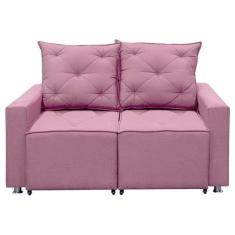 Imagem de Sofá Retrátil 2 Lugares Bariloche 1.60cm Shop Das Cabeceiras Rosa Linho