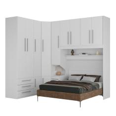 Imagem de Guarda-Roupa de Canto com Espaço para Cama Box Queen Size 1218E Branco