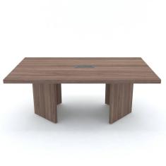 Imagem de Mesa de Reunião com Caixa de Tomada Retangular 200 x 120 cm Pé Painel PE50 em MDP Cor Walnut