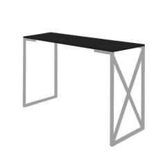Imagem de Mesa Escrivaninha Mesa de Estudos Bex Home Office Ferro Prata MDF Preto - Ahz Móveis