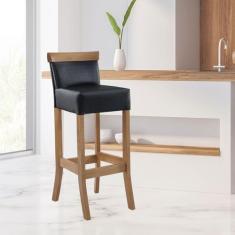 Imagem de Banqueta Alta com Encosto Estofada 36 x 100 Cm Diamantina Madeira Maci