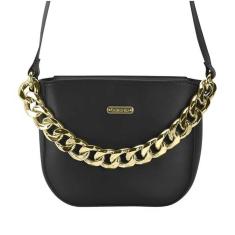 Imagem de Bolsa Feminina Tiracolo Preto Dourado Beira Rio 80015.1-Feminino