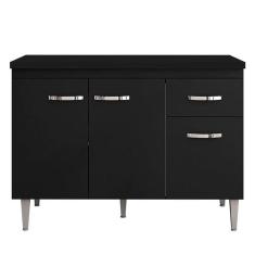 Imagem de Balcão De Cozinha Gabriela Com Tampo 120 Cm Preto Fosco - Ajl