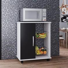 Imagem de Balcão com Fruteira 1 Porta Ianá - Branco/preto - Móveis Primus
