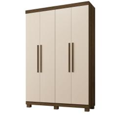 Imagem de Roupeiro Milão 4 Portas 3 Gavetas Benetil Imbuia/Off White