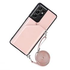 Imagem de Estojo com alça para Samsung Galaxy A53 A33 A73 A13 A12 S21 Plus S20 FE Note 20 S22 Ultra Carteira Cartão Couro Crossbody Colar Capa, Ouro rosa, para Note 20 ultra