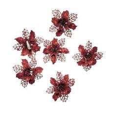 Imagem de Mini Poinsettia Vermelha 10Cm Com Presilha Enfeite De Natal - Inigual