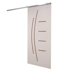 Imagem de Porta De Correr Branco Prime Frisada Kit Alumínio F08 - Smile - 210x100