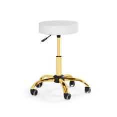 Imagem de Banqueta Mocho - Sem Encosto - Branco | Dourado Brilho