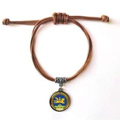 Imagem de DIYthinker Pulseira com emblema Nacional da Mongólia, pulseira de couro com corda de couro marrom joia presente