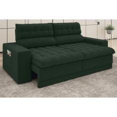 Imagem de Sofá Daytona 2,50M Assento Retrátil E Reclinável Velosuede Verde - Netsofas