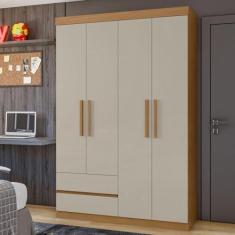 Imagem de Guarda-roupa 4 Portas 2 Gavetas Zeus Amêndoa Clean/off White