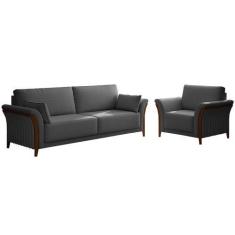 Imagem de Conjunto Decorativo Poltrona e Sofá 222cm Market Linho Chumbo G45 - Gr