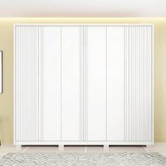 Imagem de Guarda-roupa Casal Suburban Ripado 6 Portas 6 Gavetas e Pés Espresso Móveis Branco Fosco