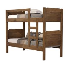 Imagem de Beliche Solteiro Reforçada com Escada Grade de Proteção Star Castanho