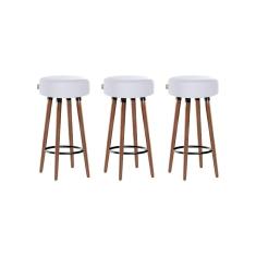 Imagem de Kit 3 Banquetas Alta Pés Palito Roma Branco 70cm