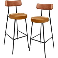 Imagem de Kit 02 Banquetas Alta Bar Cozinha Sala De Jantar Milão L02 Couríssimo Camel Whisky