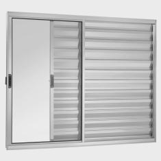 Imagem de Janela de Alumínio Veneziana 100x100cm 3 Folhas Direita Ecosul Esquadrisul