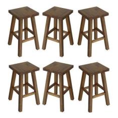 Imagem de Kit 6 Banqueta Media Hardman Padrão Nogueira Assento Quadrado - Hardma