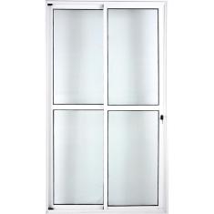 Imagem de Porta de Alumínio de Correr Balcão 2 Folhas 2,10 x 1,20 Branco Linha 25 Com Chave