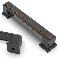 Imagem de Asidrama Pacote com 10 puxadores de armário de cozinha de bronze polido a óleo de 3,75 polegadas (96 mm) Puxadores de armário de cozinha para puxadores de gaveta de armário