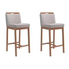 Imagem de Conjunto com 2 Banquetas Dani Cinza e Nogueira