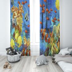 Imagem de Cortina Tecido Oxford Fundo do Mar Navio - 220x140cm