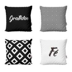 Imagem de Capas Almofadas Decorativas Preto e Branco Gratidão Fé 40cm