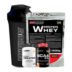 Imagem de Whey Protein 500G Chocolate + Creatina + Bcaa + Coqueteleira