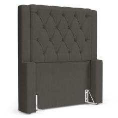 Imagem de Cabeceira Cama Box Solteiro Atena 110cm Capitonê com Frame Linho Cacau - Desk Design