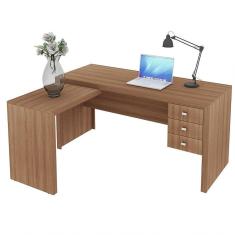 Imagem de Mesa De Canto Para Escritório 3 Gavetas Me4106 Amêndoa