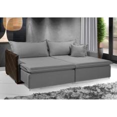 Imagem de Sofá Sem Caixa Retrátil Reclinável MÔNACO 1,80m ESTILO ESTOFADOS - França Linhosoft COR &quot;Cinza&quot;