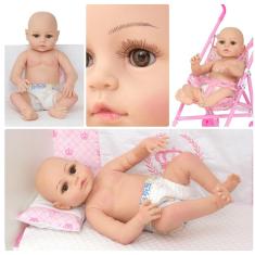 Imagem de Boneca Bebe Reborn Menina Laura 52cm Corpo Silicone Careca