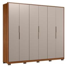 Imagem de Guarda Roupa Casal Atrice 6 Portas Nogueira Nude Prime Tx Com Pés Demó