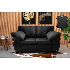 Imagem de Sofá de Couro Legítimo 2 Lugares 1,60m Cama Inbox Monterrey Preto