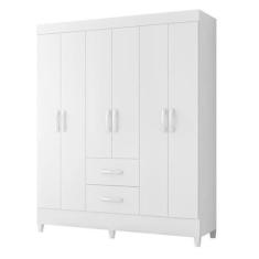 Imagem de Guarda Roupa Mobi 6 Portas Biflex ( Branco Fosco Liso / Rosa Matte) -