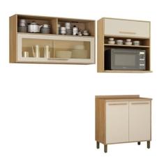 Imagem de Cozinha Compacta 2 Armários Aéreos e 1 Balcão Salvador Cinamomo/off White