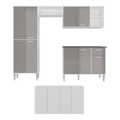 Imagem de Cozinha Completa C/ Aparador Multimóveis Branca/lacca Fumê