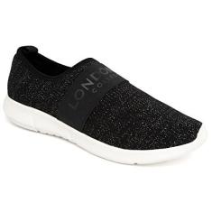 Imagem de LONDON FOG Kissia Tênis de corrida feminino moderno sem cadarço confortável, Preto, 38