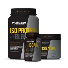 Imagem de Combo Iso Protein Blend Pote 900g, Creatina 100g e BCAA 2400 60 TAbletes - Probiótica-Unissex