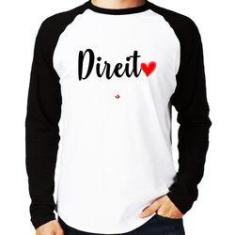 Imagem de Camiseta Raglan Direito Por Amor Manga Longa - Foca Na Moda