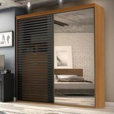 Imagem de Guarda-roupa Autes Sol 2 Portas Freijo/Ripada com Espelho Freijó