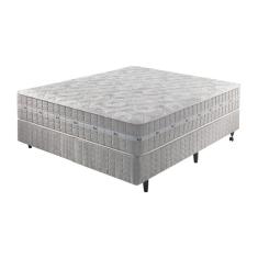 Imagem de Cama Box + Colchão Casal Molas Ensacadas Alabama 138x188x61 Cinza