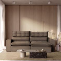 Imagem de Sofá 230 Cm Retrátil e Reclinável Molas Ensacadas Marrom