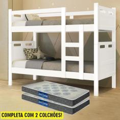 Imagem de Beliche Duas Camas Jaspe Solteiro Completa Com Colchoes Cor: Branco -