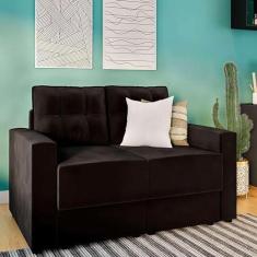 Imagem de Sofá 2 Lugares Retrátil Fussen Suede Preto 140 cm